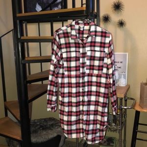 Plaid flannel shirt dress